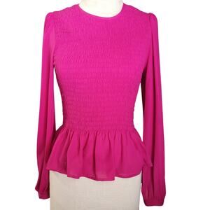 Magenta Smocked Bodice Top Size XS